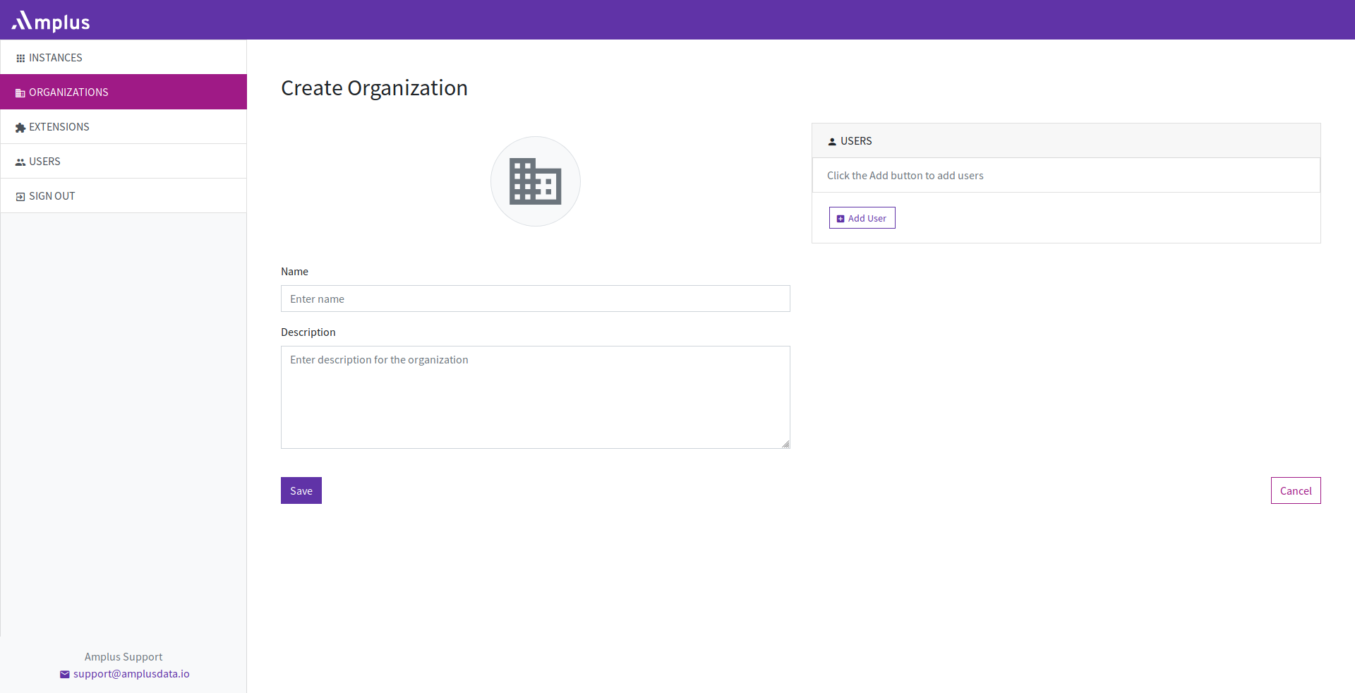 Image 7. Create Organization page
